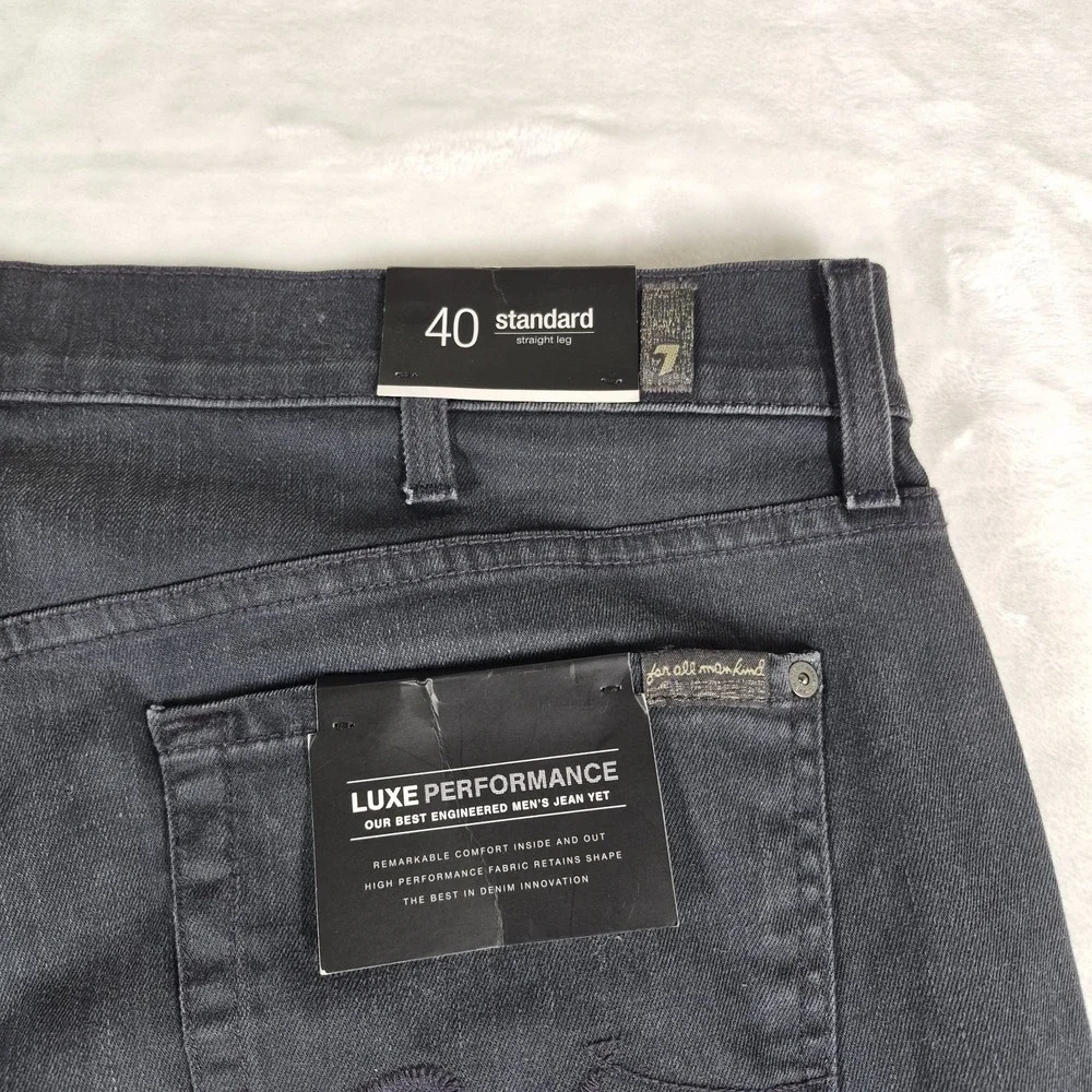 7 For All Mankind Luxe Performance Jeans Men's 40x34 Black Standard Comfort NWT